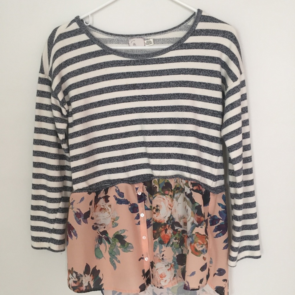 Anthropologie Striped and floral Sweatshirt